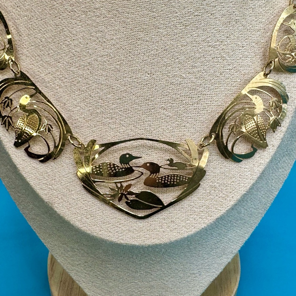 14K Gold Plated Vintage “Wild Bryde” Mallard Design Necklace